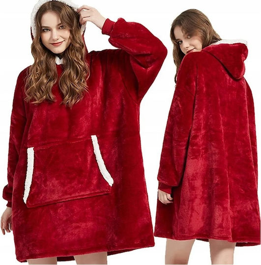 Κουβέρτα Fleece με Μανίκια 78x85εκ. Κόκκινη