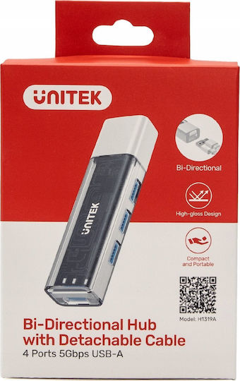Unitek Hub 4 Θυρών USB 2.0 με σύνδεση USB-A Λευκό