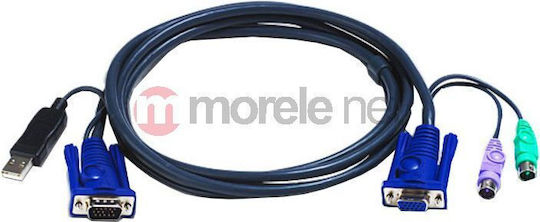 Aten Cablu PS/2 de sex masculin la USB-A 1.8m 1buc