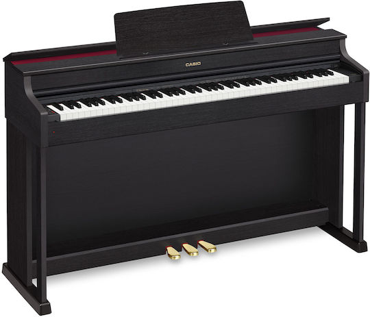 Casio Electric Upright Piano AP-470 Celviano Deluxe Set with 88 Centered Keyboard Built-in Speakers and Connection with Headphone and Computer Satin Black