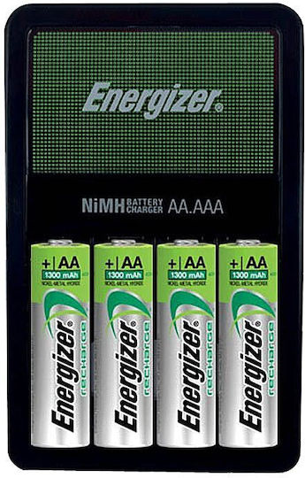 Energizer ACCU Recharge Maxi Φορτιστής 4 Μπαταριών Ni-MH Μεγέθους AA/AAA Σετ με 4x AA 2000mAh