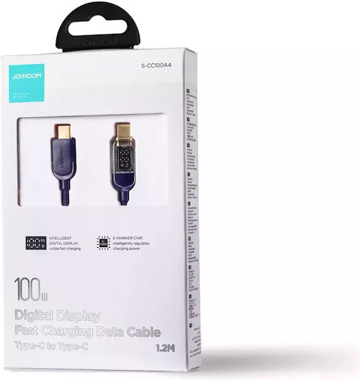 Joyroom USB 2.0 Cable USB-C Male - USB-C 100W PD Blue 1.2m S-CC100A4