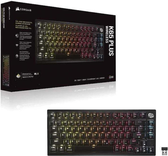 Corsair K65 PLUS Wireless Gaming Keyboard 75% with Corsair MLX Fusion switches and RGB lighting (English US)