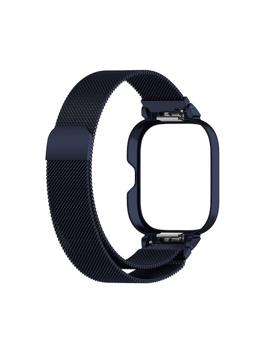Redmi Watch 5 Xiaomi Redmi Watch 4 Wearable Case Metallic Frame Built-in Watch Case Milan Magnetic Steel Mesh Band Midnight Blue