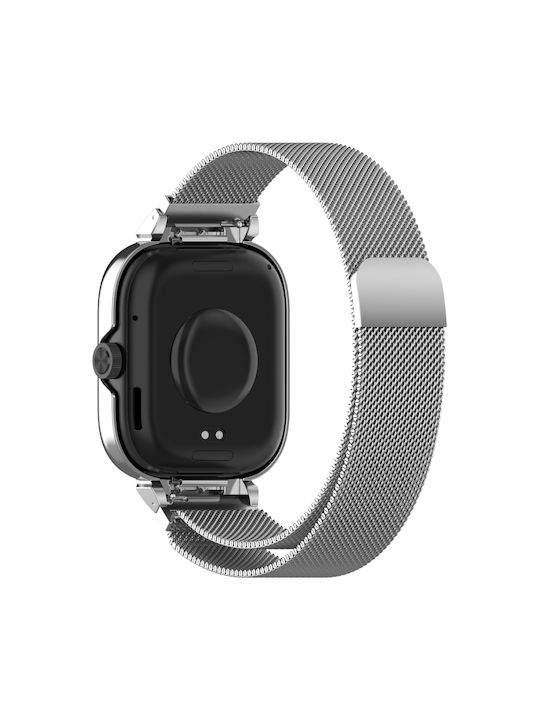 Redmi Watch 5 Xiaomi Redmi Watch 4 Wearable Case Metallic Frame Built-in Strap Milan Magnetic Steel Mesh Band Silver