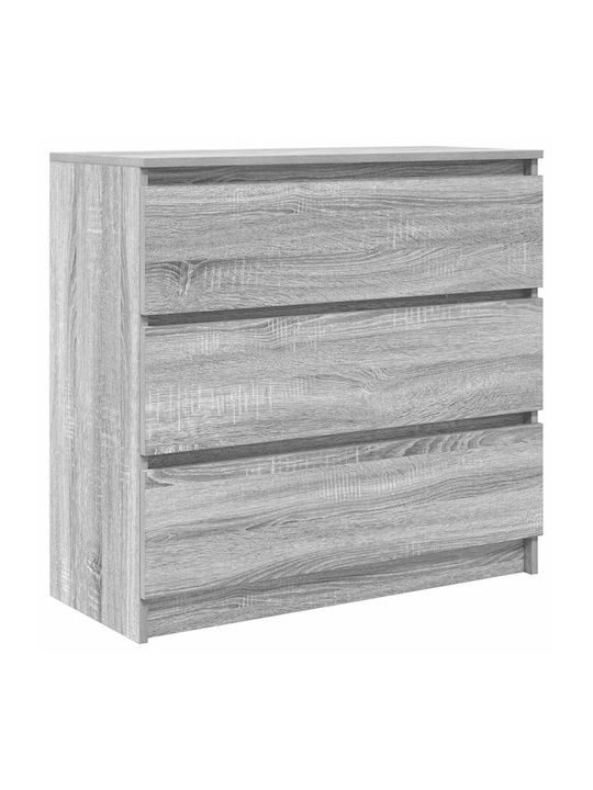 Wooden Chest of Drawers Grey 80x35x80cm