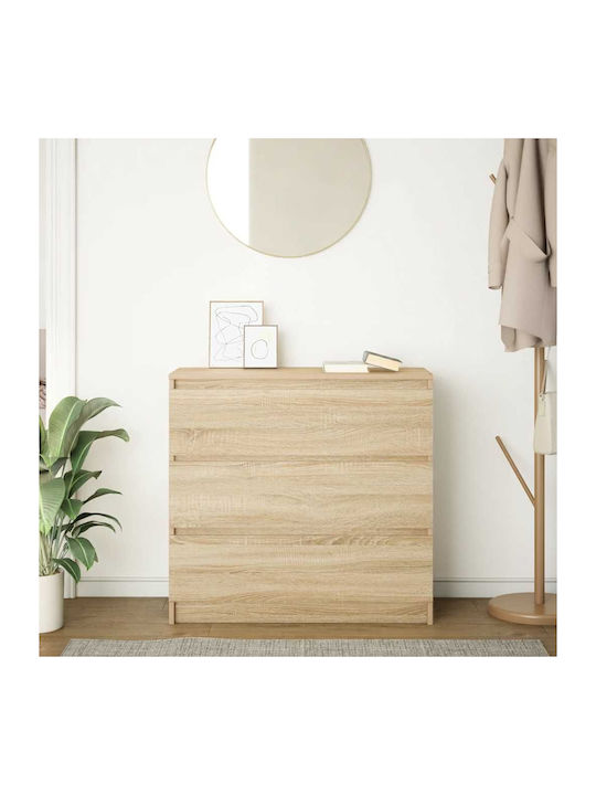 Wooden Chest of Drawers Coffee 80x35x80cm