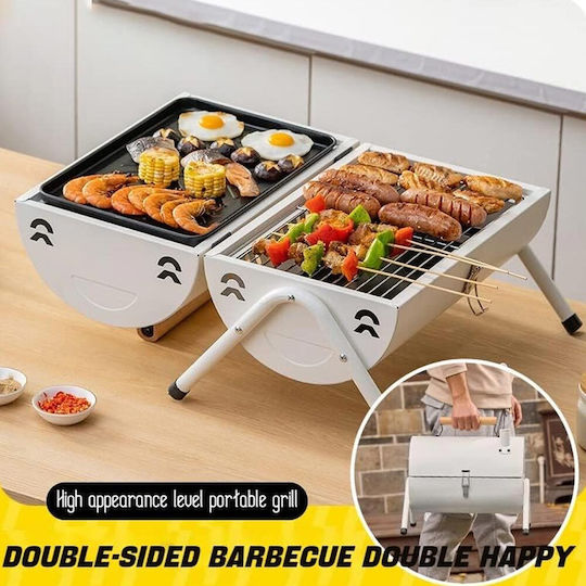 Grătar Portabil Inox Cu Capac 38x25cm Grătare Cu Cărbune
