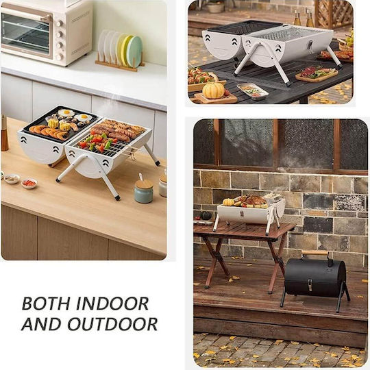 Grătar Portabil Inox Cu Capac 38x25cm Grătare Cu Cărbune