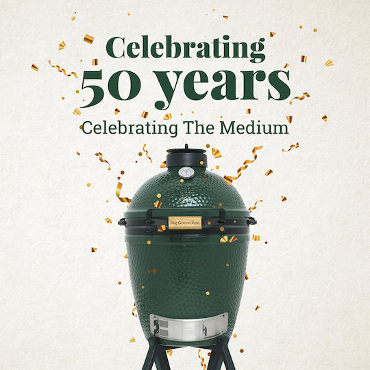 Big Green Egg Medium Keramik Holzkohlegrill Kamado mit Deckel 38cmx38cm