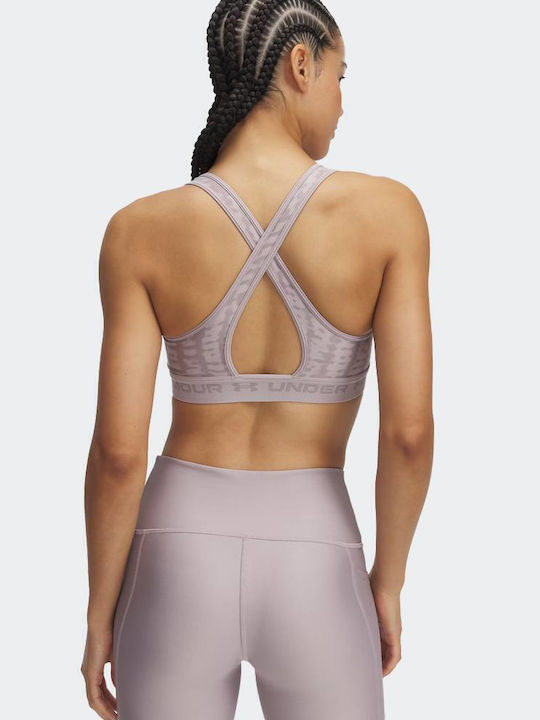 Under Armour Crossback Mid Print Women's Sports Bra without Padding Pink/Grey Under Armour Crossback Mid Print Women's Sports Bra without Padding Pink/Grey