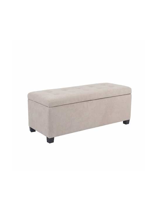 Hocker Für das Wohnzimmer Mit Stauraum Gepolstert mit Stoff Tip Beige 102x42x40cm