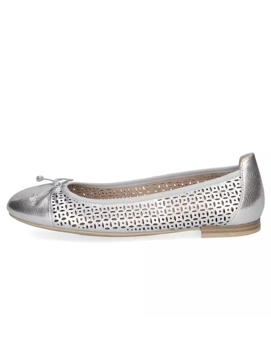 Caprice Leather Ballerinas Silver