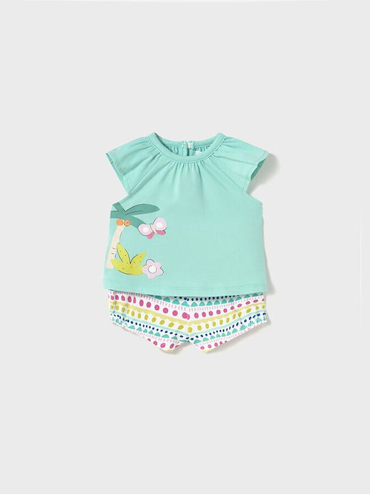 Mayoral Kids' Set with Shorts 4pcs White/Turquoise