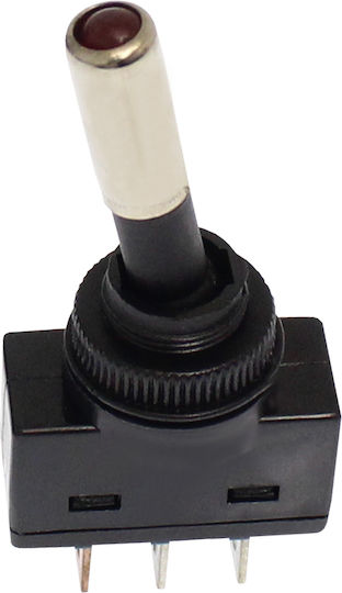 Διακόπτης Αεροπορικού Τύπου On Off 3 Pins 12v 20α Κόκκινο Led Maxeed