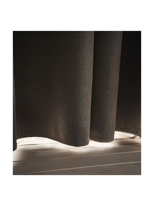 Gofis Home Κουρτίνα Συσκότισης με Τρέσα Black Γκρι 155x280εκ.