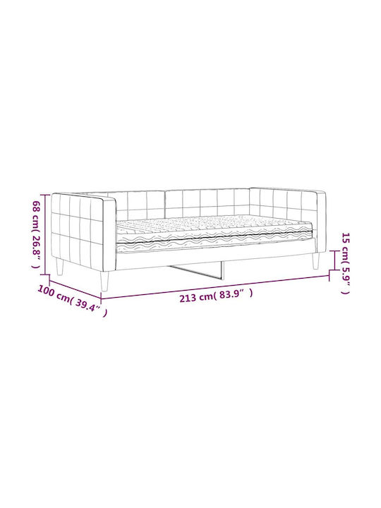 Single Sofa Bed Upholstered with Dark Gray Velvet with Slats & Mattress 90x190cm