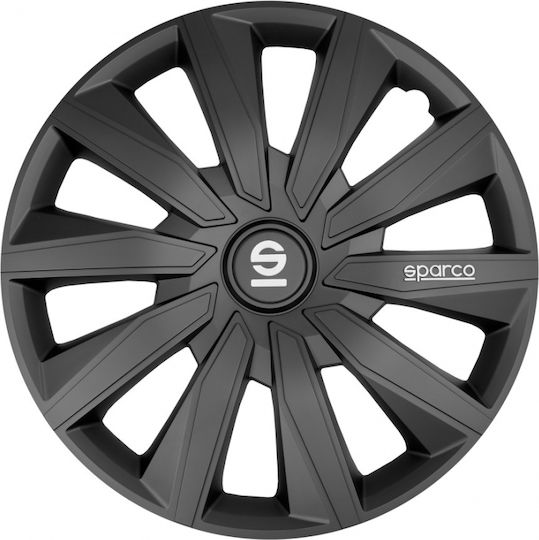 Sparco Car Hubcap Set 15" 4pcs Black