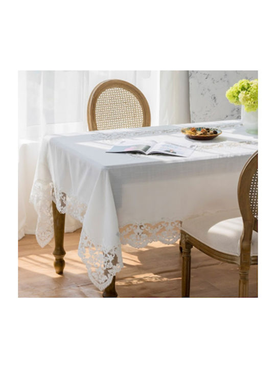 Liolios Home Τραπεζομάντηλο Λινό με Κέντημα Σετ 3τμχ White