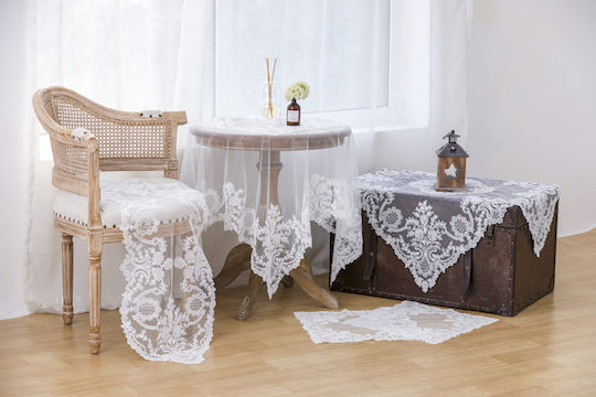 Liolios Home Покривка за маса с бродерия Подредба 3бр Бял