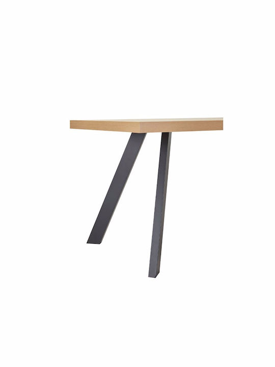 Ville Table Dining Room Wooden with Metal Frame Natural 160x80x76cm