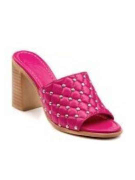 Boxer Heel Leather Mules Pink