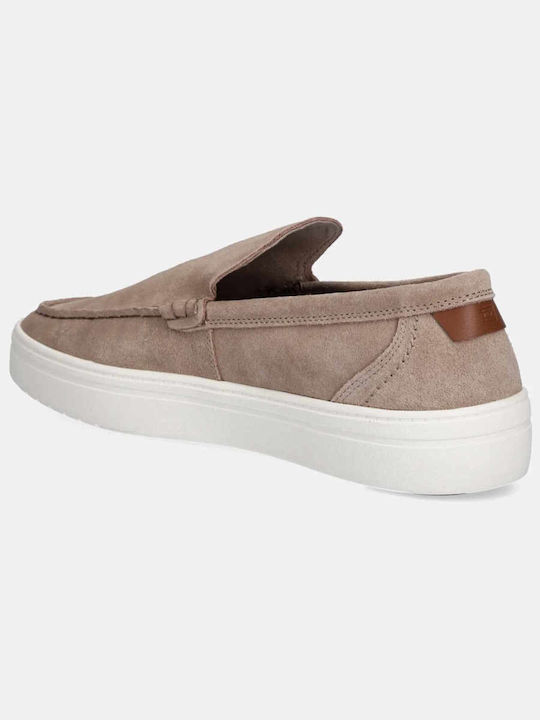 Leder Herren Slip-Ons Beige