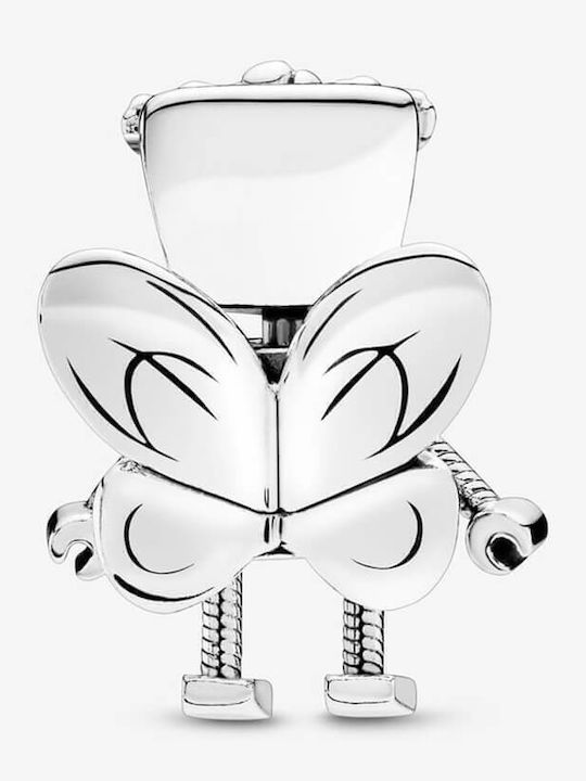 Pandora Anhänger Charm Silber 925 Mädchen Roboter Blumen & Federn 797856