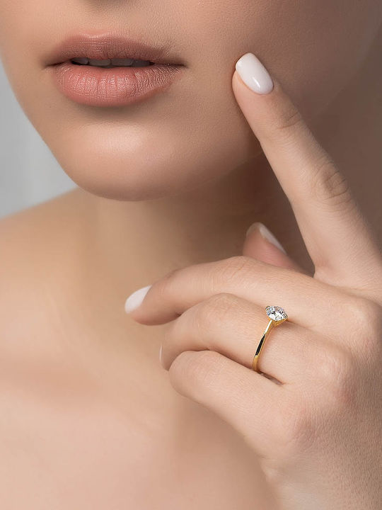 Dio Jewellery Lab Γυναικείο Δαχτυλίδι με Ζιργκόν από Ασήμι Επιχρυσωμένο