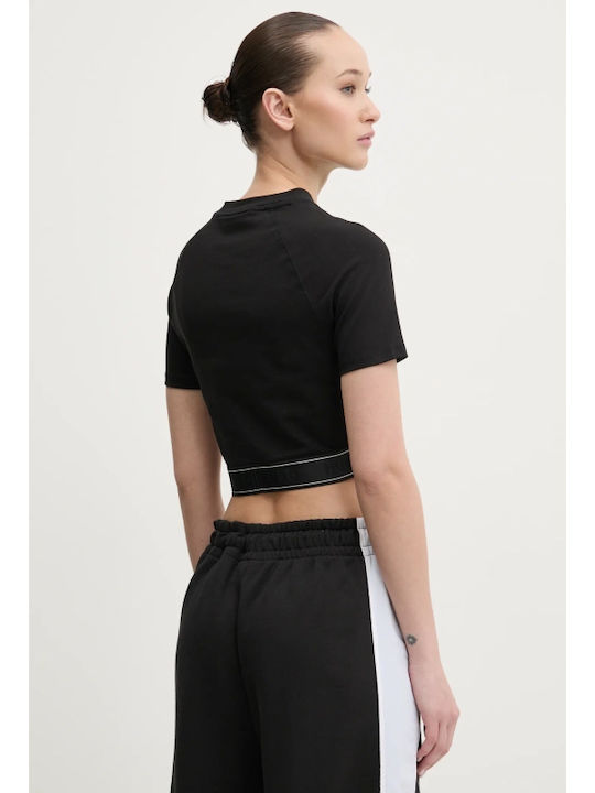 Hugo Boss Дамско Спортно Crop Top Къс Ръкав Black