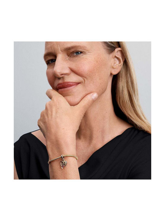 Pandora Charm Καρδιά από Επιχρυσωμένο Ασήμι Κόκκινο