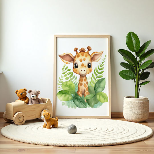 Kids Wall Art Little Giraffe Framed 21x30cm