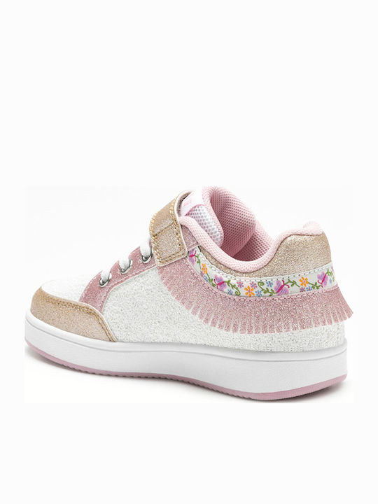 Frangetta Mix Kinder Sneakers Anatomisch mit Klettverschluss & Lichtern Weiß