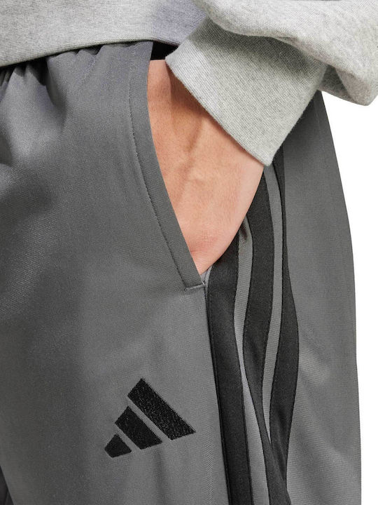 3-Stripes Tricot Παντελόνι Φόρμας Γυαλιστερό χωρίς Λάστιχο Open Grey