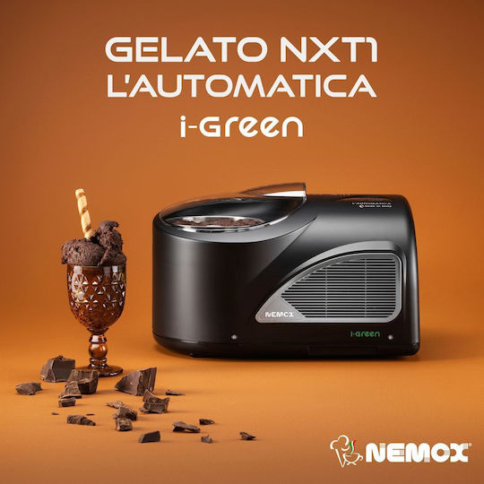 Mașină de înghețată cu compresor Nemox Gelato Nxt1 I-green 1.7 litri negru