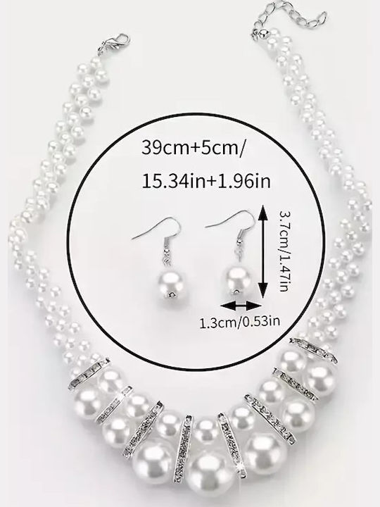 Set with Necklace & Earrings with Pearls