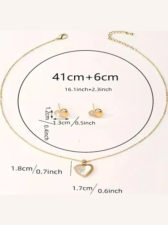 Set with Necklace & Earrings Gold Plated with Stones
