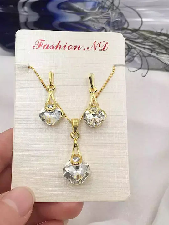 Set with Necklace & Earrings from Steel Gold Plated
