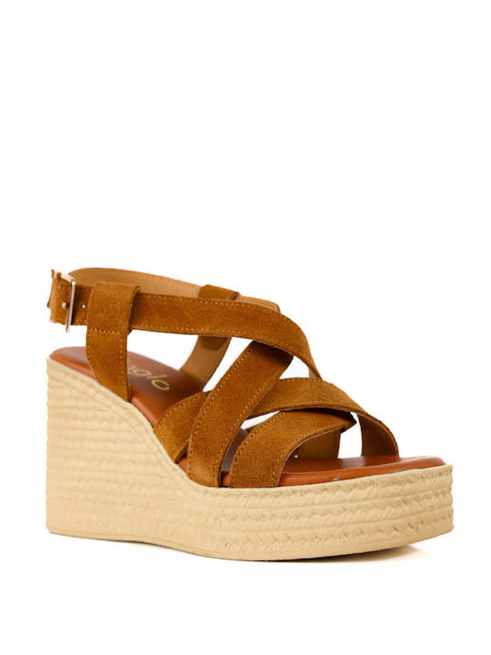 Tan Crochet Strap Platforms