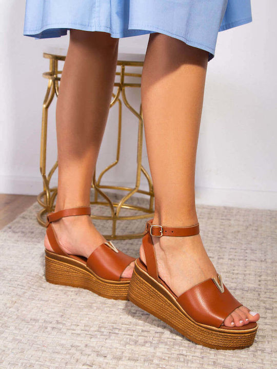 Tan Platforms with V Decoration