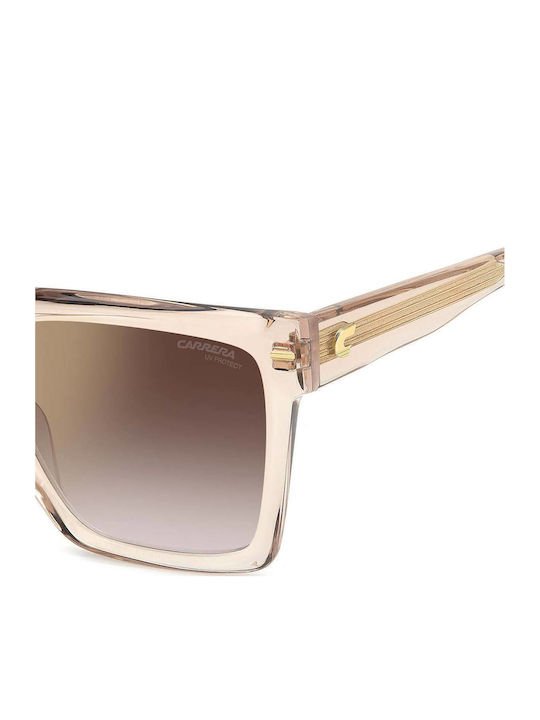 Carrera Women’s Sunglasses With Beige Horn-Rimmed Frame And Grey Gradient Lens 3067/S FWM/YK