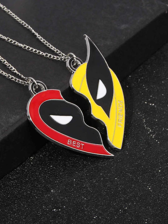 Огърлица Deadpool Wolverine Marvel Комплект Жълт Червен Голям Размер Molfs