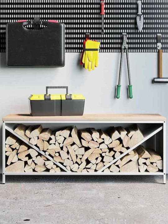 vidaXL Wooden Shelf Wood Storage 100.5x35.5x40cm White