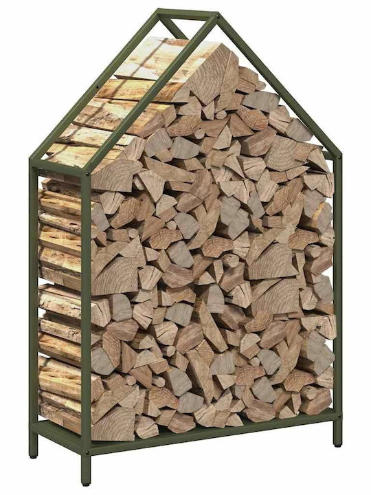 vidaXL Дърва за огрев Inox Рафт Съхранение на Дърва 60x25x90см Зелен