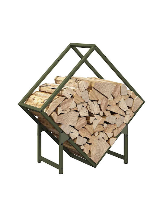 vidaXL Inox Ράφι Αποθήκευσης Ξύλων 60x25x60cm Πράσινο