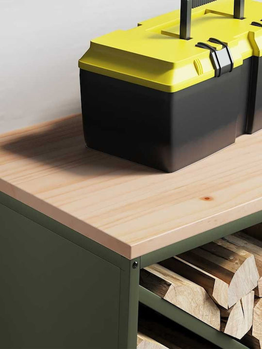 vidaXL Ξύλινο Ράφι Αποθήκευσης Ξύλων 100.5x35.5x40cm Πράσινο