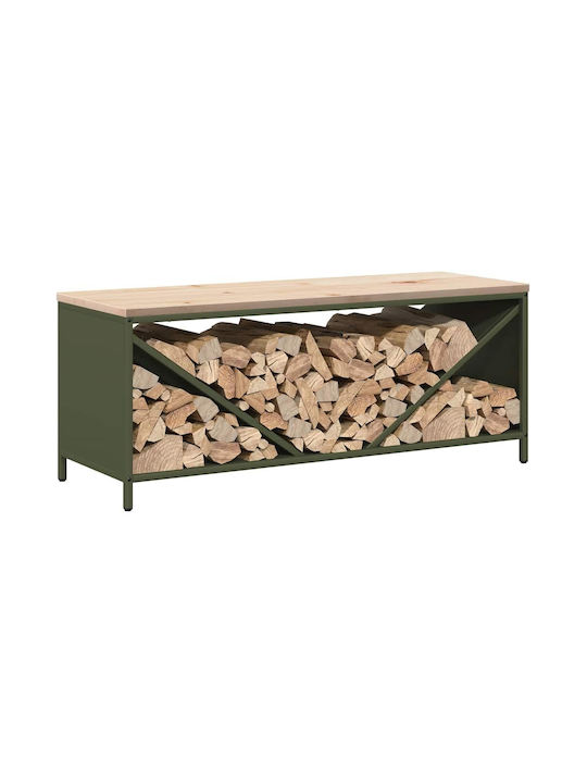 vidaXL Ξύλινο Ράφι Αποθήκευσης Ξύλων 100.5x35.5x40cm Πράσινο