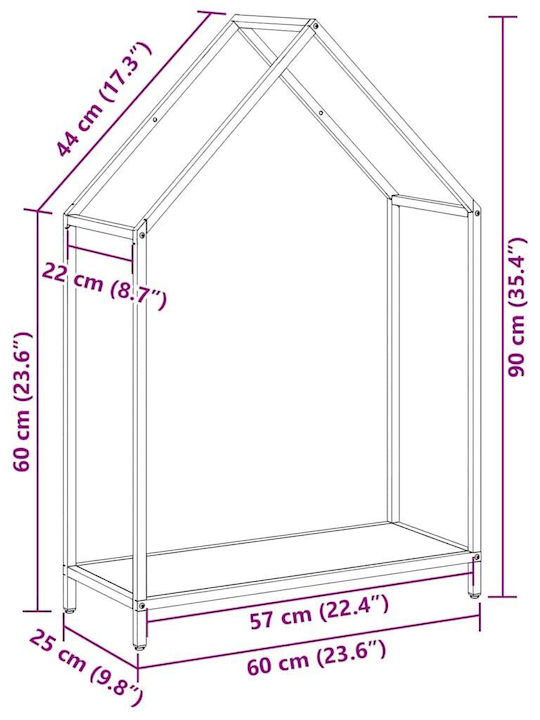 vidaXL Inox Regal Holzlagerung 60x25x90cm
