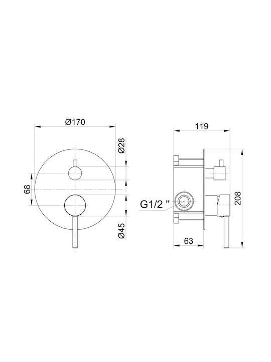 Interflex Built-in Faucet Mixer for Shower Gold