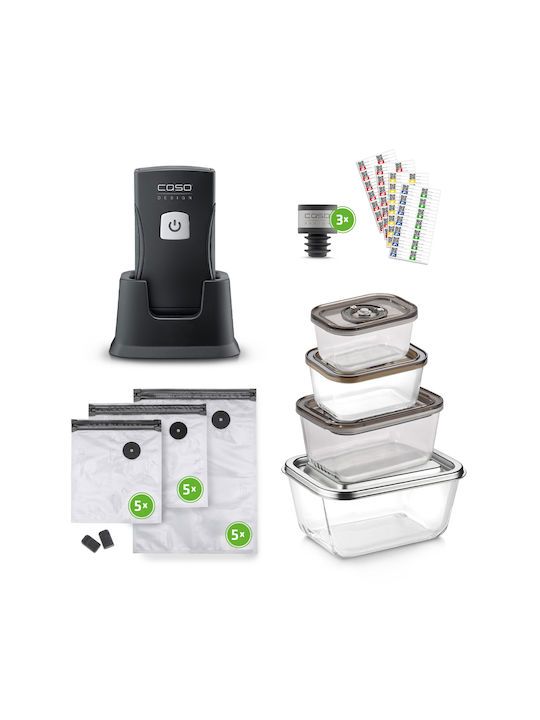 Caso Vacu OneTouch Pro Lunchbox Glas Gray 13.5x19cm 24Stück